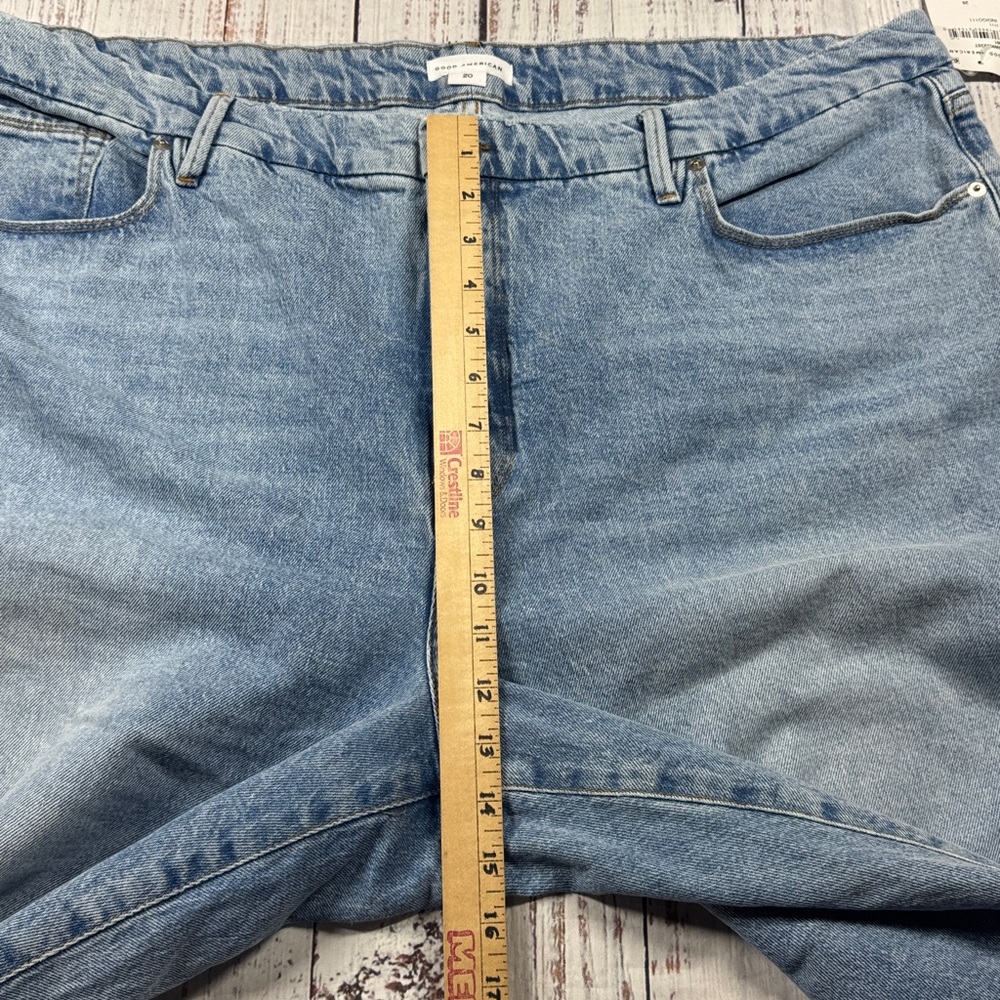 NWT GOOD AMERICAN JEANS WOMEN'S PLUS SIZE 20 FRAYED  HEM STRAIGHT LEG DENIM - Picture 12 of 16